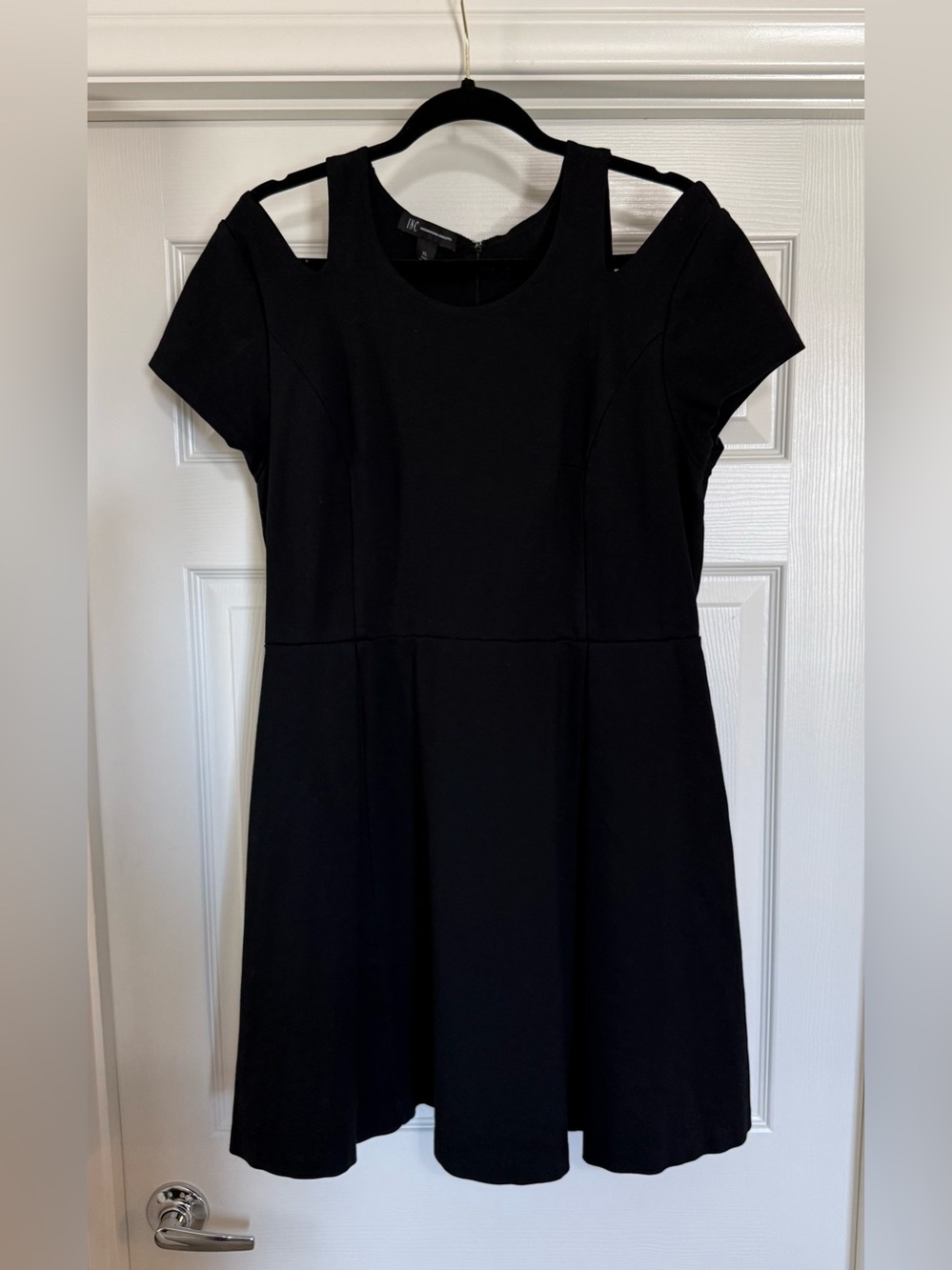INC Black Cold Shoulder Fit & Flare Dress XL Mini Little Black Dress